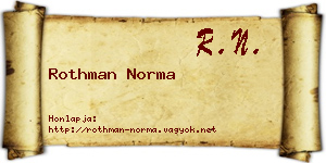 Rothman Norma névjegykártya